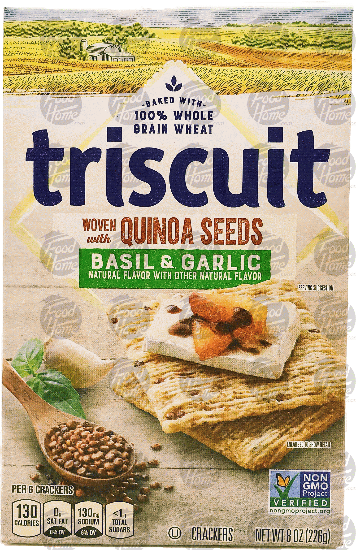 Triscuit  basil & garlic, woven with quinoa seeds wheat crackers, box Full-Size Picture